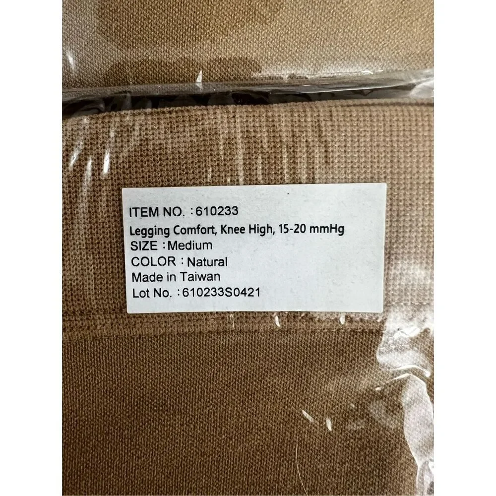 3 Pair Legging Comfort Knee High & Sheer Knee Highs Hosiery Natural Color Size M